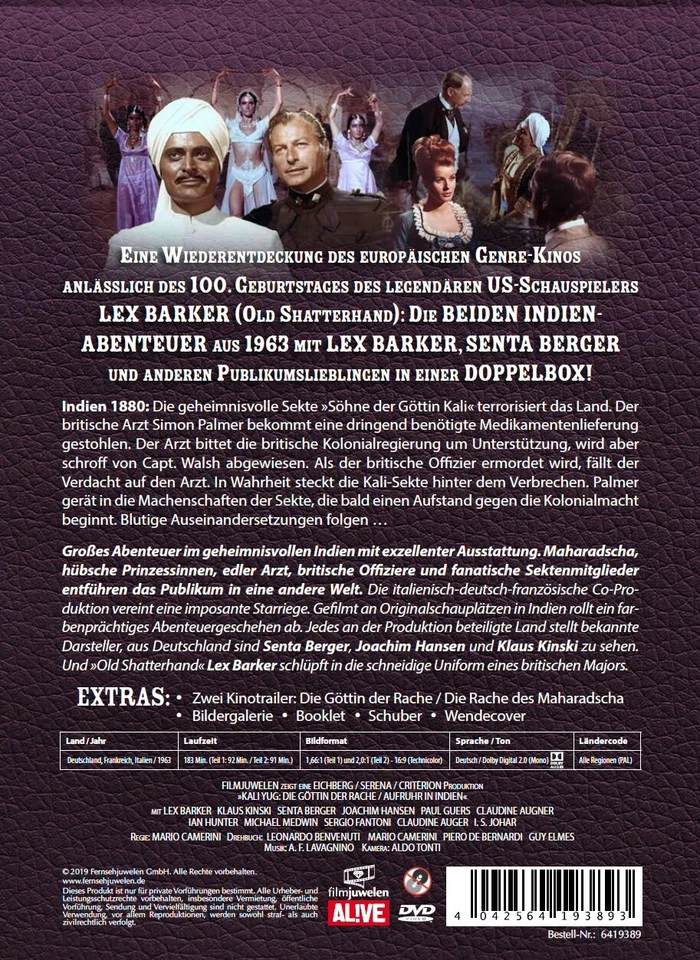 Kali Yug 1-2: Die Göttin der Rache - Lex Barker, Klaus Kinski - Filmjuwelen DVD - Bild 2 von 4