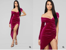 Purple High Low Velvet Dress