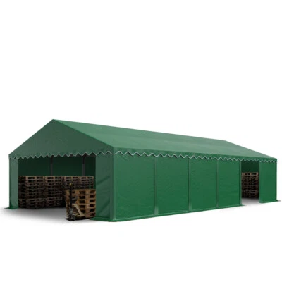 TOOLPORT Tente de stockage 6x12m bâches PVC 750 N vert foncé avec cadre de sol - Photo 1/4