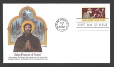 SAINT FRANCIS OF ASSISI ANIMAL LOVER 1982  FLEETWOOD  CACHET FDC VF UNADDR