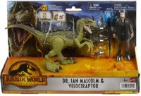 Dr Ian Malcolm & Velociraptor Dinosaur Jurassic World Dominion Dinosaurier Figur