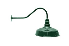 The Green 16" Standard Steel Dome, 23" Gooseneck Barn Light with LED Bulb