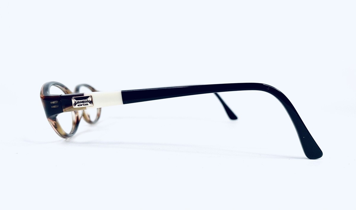 Kate Spade Black Oval Frame White Pearl Temples Kate Spade Tortoise Clear Oval Glasses Black White Temple  main image 2