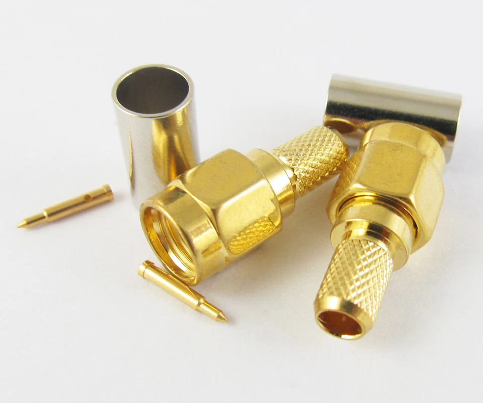 10pc SMA Male Plug Straight Crimp for RG58 RG142 RG223 RG400 LMR195 RF Connector - Image 3 of 4