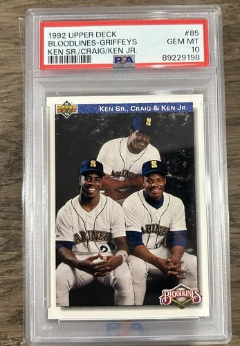 KEN GRIFFEY JR.&FAMILY~1992 UPPER DECK BLOODLINES PSA-10 GEM-MT CARD#85~NEW CASE