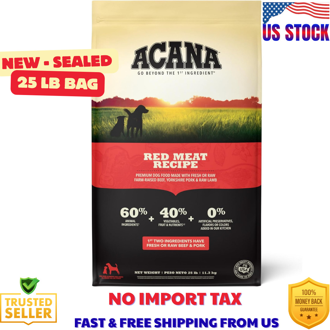 ACANA Grain Free Dry Dog Food Red Meat Recipe 25lb Bag