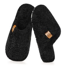 Men's Cozy Slippers Warm Fuzzy Slip On House Slippers for Men 10-11 Black
