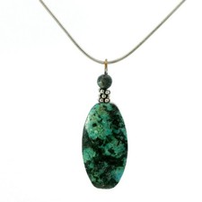 Sterling Silver Dangle Turquoise Pendant Snake Chain Necklace