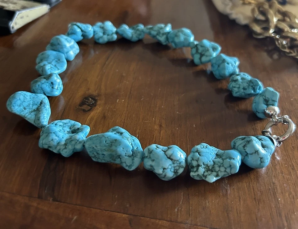 bel Girocollo In Turchese, Chiusura Argento 925 - Immagine 2 di 3