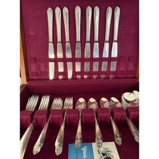 Wm Rogers & Sons Exquisite Silverplate Flatware  Complete Service for 8 Monogram