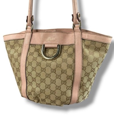 GUCCI gucci GG Abbey Canvas Tote Bag Pink Leather Handbag 190248 Vintage y2k
