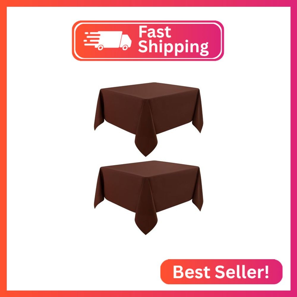 mylacerhome 2 Pack Square Table Cloth 48X48 Inch Chocolate Washable Fabric Table