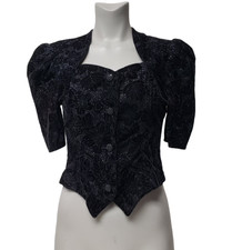 80s Jessica McClintock for Gunne Sax Metallic Velvet Blouse Size 5/6 Made in USA