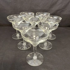 Champagne Coupe Glass Cocktail Cordial Vtg Barware 4 ½" Clear - Set Of 8