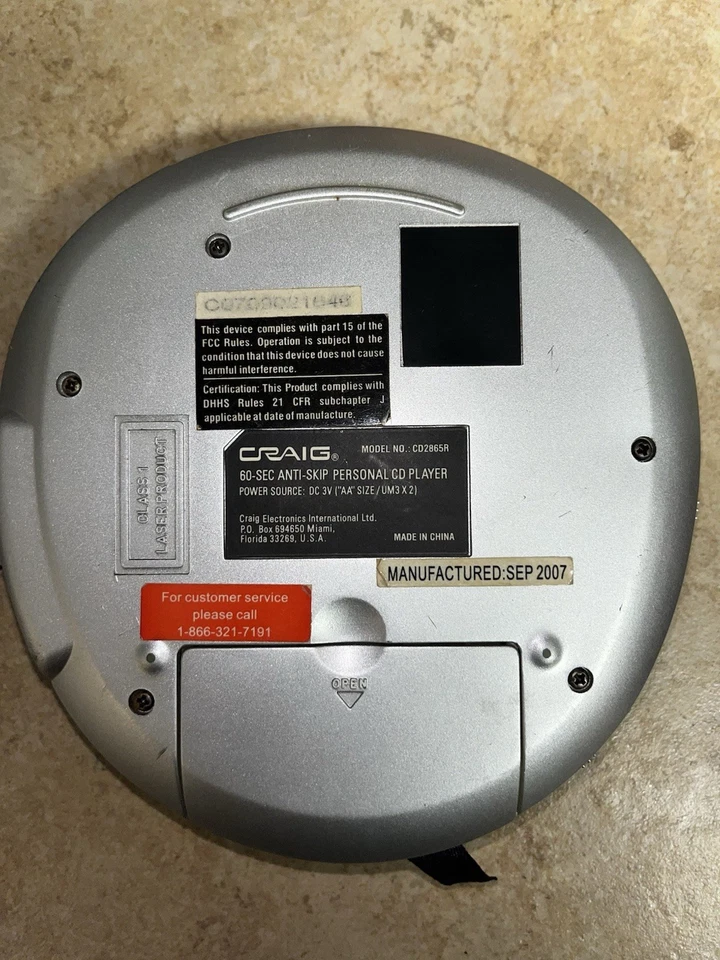 Reproductor de CD portátil Craig uso aceptable estado probado funciona Foto 3 de 4