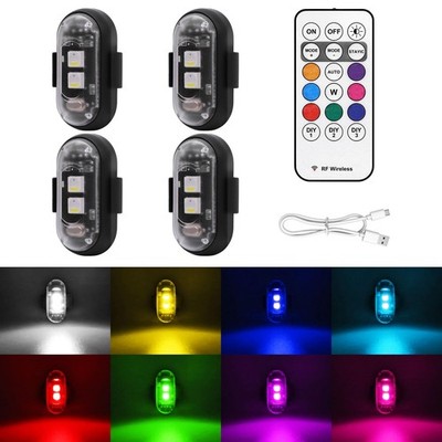 4 Pack Wireless LED Strobe Lights Remote 8 Colors USB