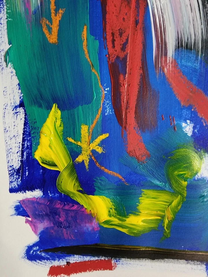 Arte Original Starfall 14x11 Abstracto Expresionista Pintura Original Sobre Papel Foto 4 de 4