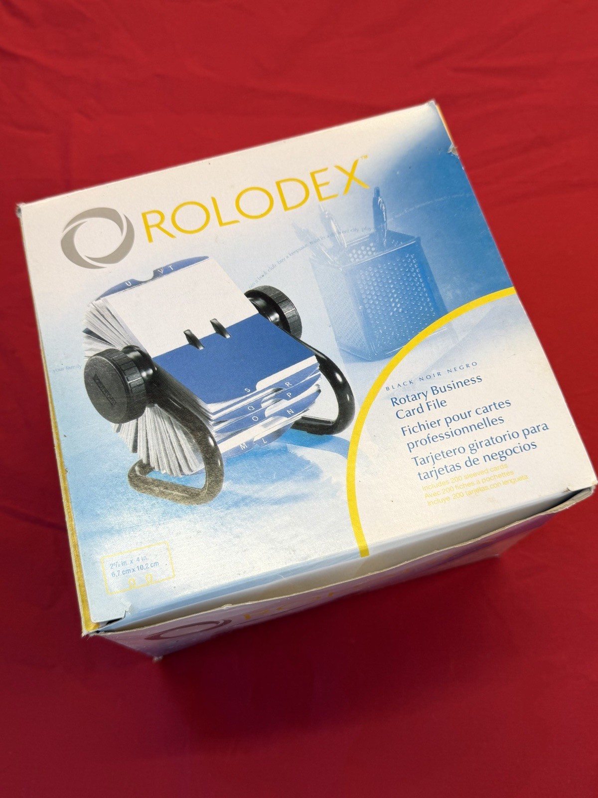 Rolodex Rotary Card File Black with A-Z Index Tabs & 500 2-1/4 X 4” Cards 66704
