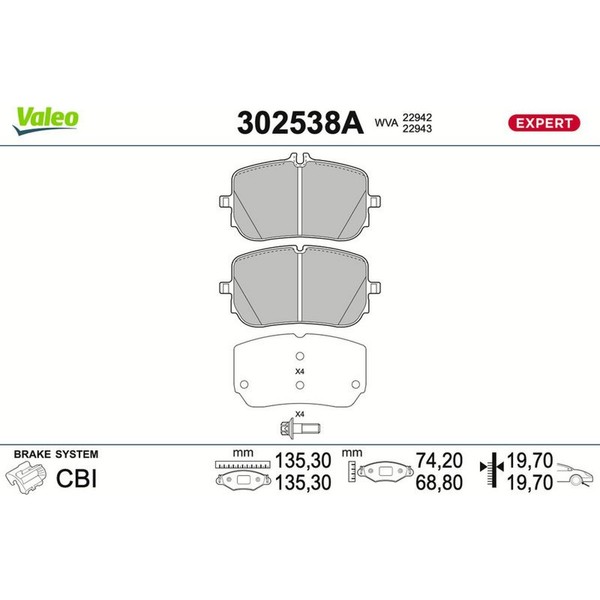 Valeo 302538A Bremsbelagsatz FüR Mercedes Benz A Klasse CLA GLA B GLB W177 V177-image