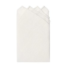 Linen Handrolled 15" x 15" Pocket Square Hanky - White