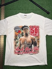 50 CENT JAY Z ROCK THE MIC TOUR 2003 vintage t shirt RAP TEE L Busta Rhymes