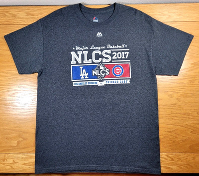 Los Angeles Dodgers Chicago Cubs T-Shirt Men's Large Gray White Adult NLCS 2017