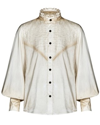 Punk Rave Herren Steampunk Poet Shirt Oberteil Vintage Off White Plissee Goth Victorian