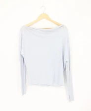 ENZA COSTA Cashmere Boatneck Top Blue M $225 E1 301