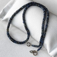 Natural Blue Sapphire Smooth Rondelle Beads Necklace 4-6mm 19" Gem Myanmar