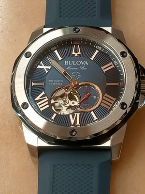 Bulova Marine Star Uhr blaues Zifferblatt neu Herrenuhr