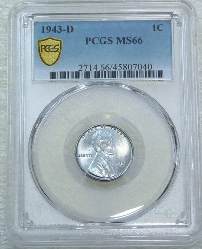 1943-D Lincoln Steel Cent PCGS MS66 Frosty Just Graded New Holder #Y273S