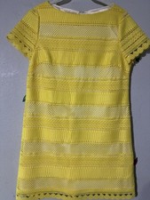 tahari Women’s short Sleeve Knee Length Yellow Lace Dress Size 10 
