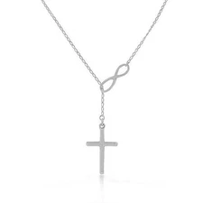 VFK Infinity Drop Cross Lariat Necklace – Elegant Timeless Jewelry