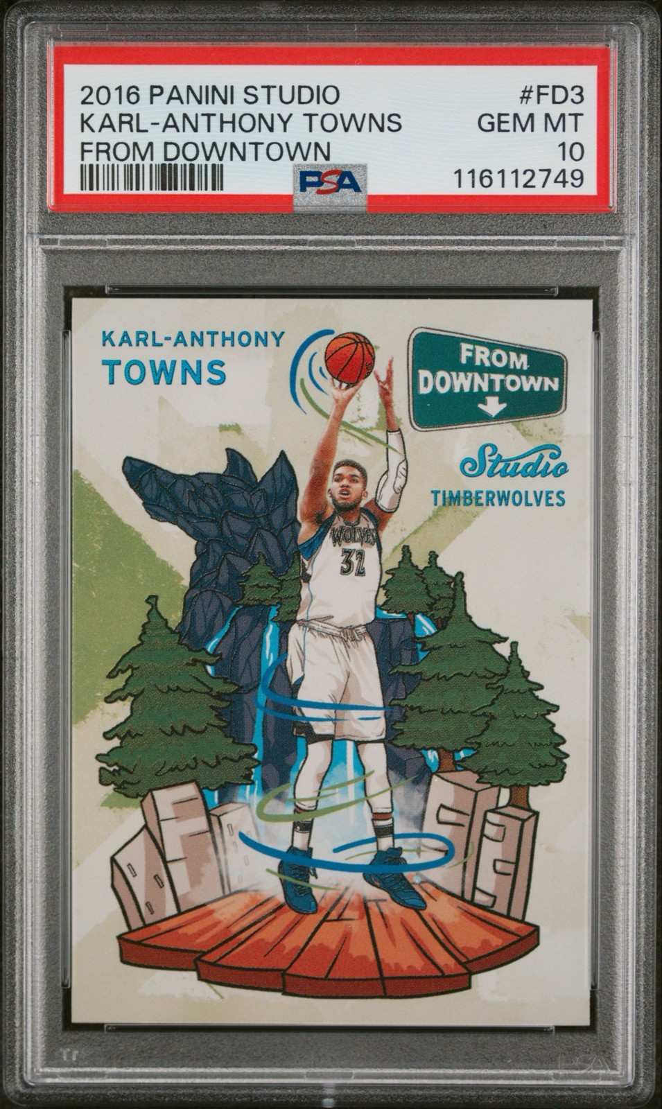 2016-17 Panini Studio - Karl-Anthony Towns #FD3 - From Downtown - SSP - PSA 10
