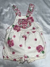 Vintage Oshkosh B gosh Floral Bubble Romper 3T White Pink Bow Rare