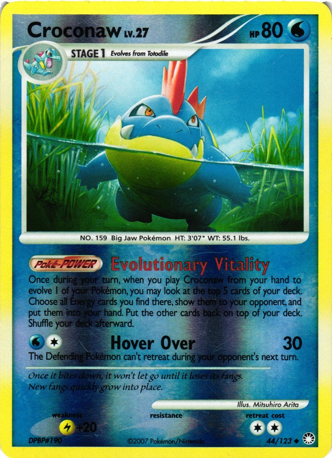 Pokémon TCG Croconaw 44/123 Mysterious Treasures Reverse Holo Card LP