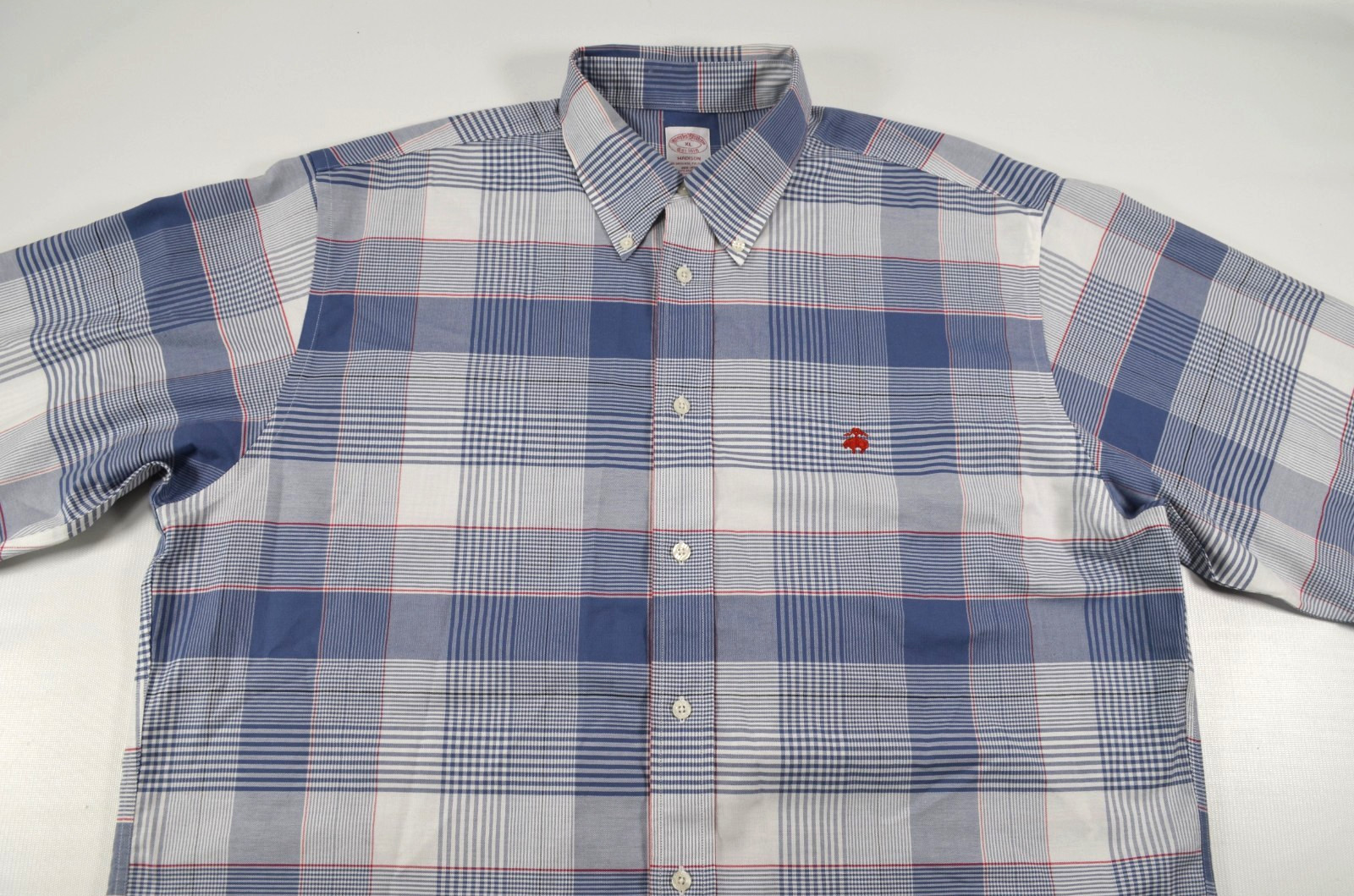 Brooks Brothers Madison Shirt Men's XL Plaid Blue White & Red Long Sleeves thumbnail 11