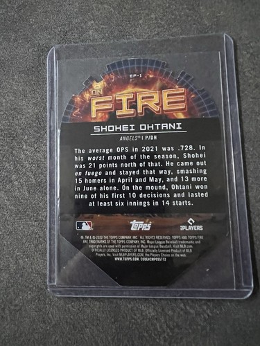 2022 Topps On Fire Die Cut Shohei Ohtani - Picture 2 of 3