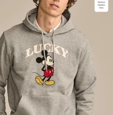 Disney Men's Gray X-LRG Mickey Mouse Embroidered  Pullover Sweatshirt