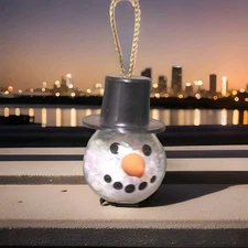 1.5" Miniature Glass Ball Snowman Head Christmas Ornaments Handmade *NEW*