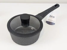 D&W 1.9qt Saucepan 7" Vented Lid Black Speckled Black Handle Deane & White NWT