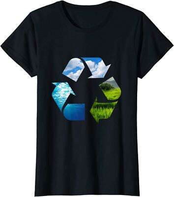 Recycling Earth Planet Environmental Protection Ladies' Crewneck T-Shirt