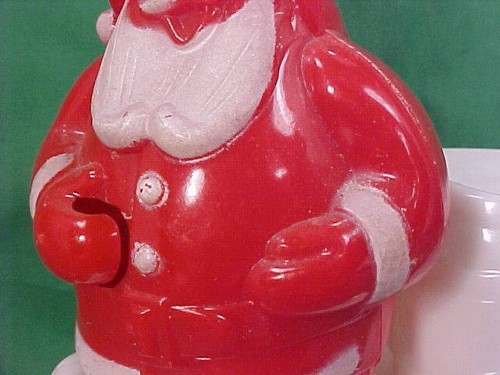 Santa Claus in Sleigh Christmas Ornament Candy Container Hard Plastic MCM - Picture 4 of 6