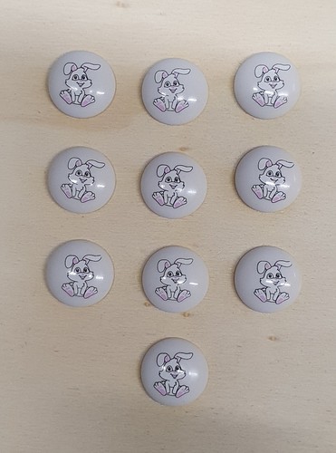 Round Childrens Printed Character Shank Buttons Bunny Rabbit Design 15mm - Picture 13 of 16
