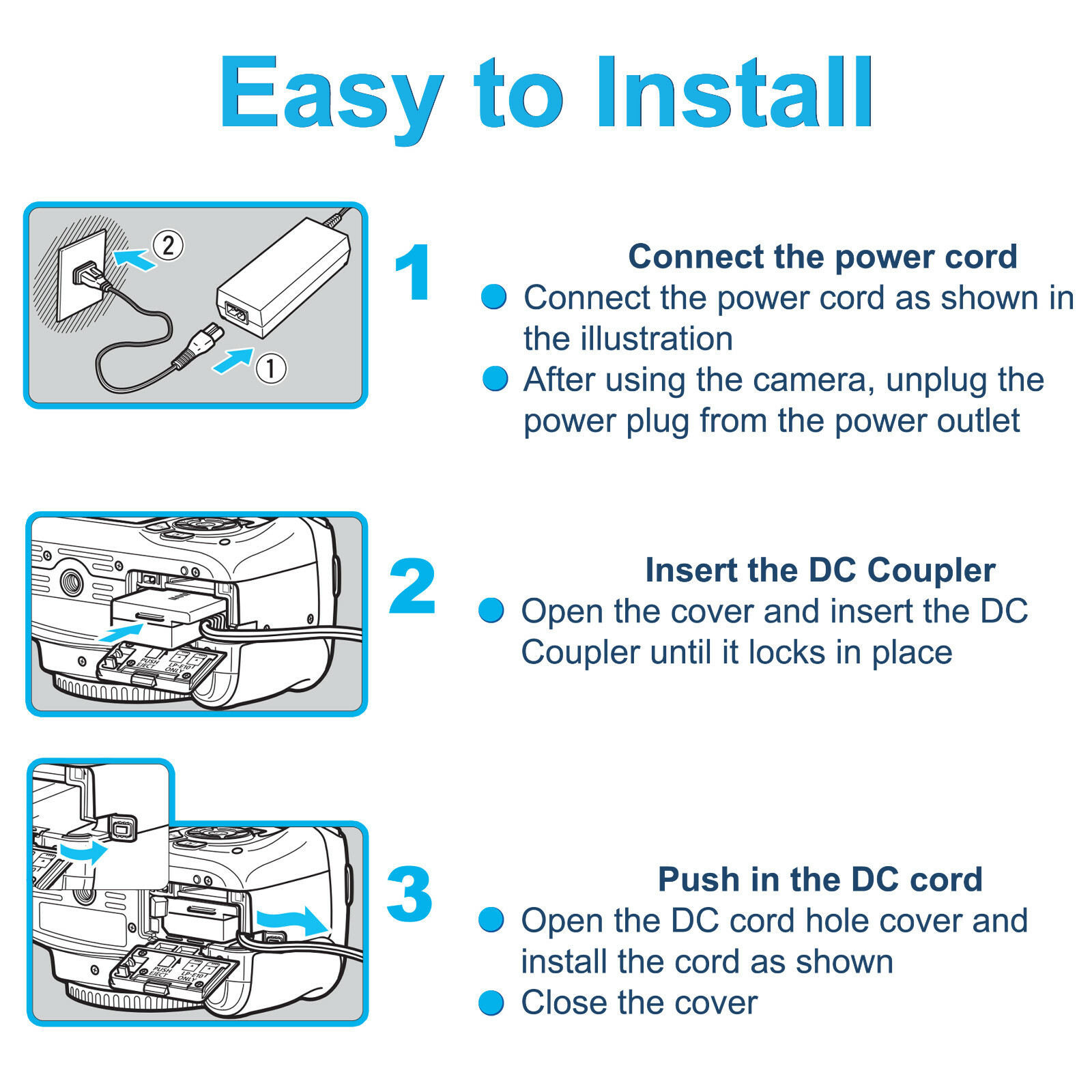 HQRP AC Power Adapter & DC Coupler for Canon EOS 6D, EOS 5D Mark III