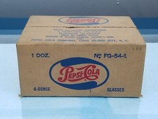 Vintage 1959 Libbey Pepsi-Cola 1 Dozen 8oz. Glasses FG-54-1 Sealed Box Shelf P2