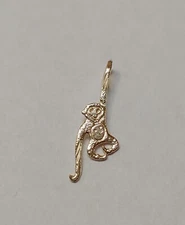  New 14k Yellow Gold Hanging Monkey Charm Pendant 