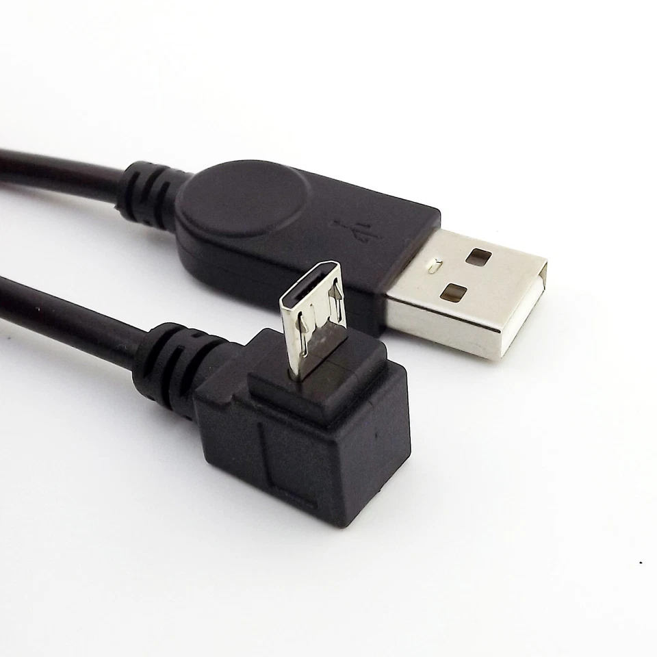 Down Angled Micro USB 5 Pin Male to USB A Male Data Charge Cable for Cell Phone - Image 3 of 4