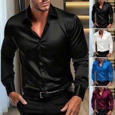Camisa Roja De Hombre Elegantes Seda Formales Casuales Para Caballeros Hombres