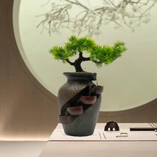 Tabletop Fountain Mini Waterfall For Indoor Space 8.7inch Tall, Brown 110-120V